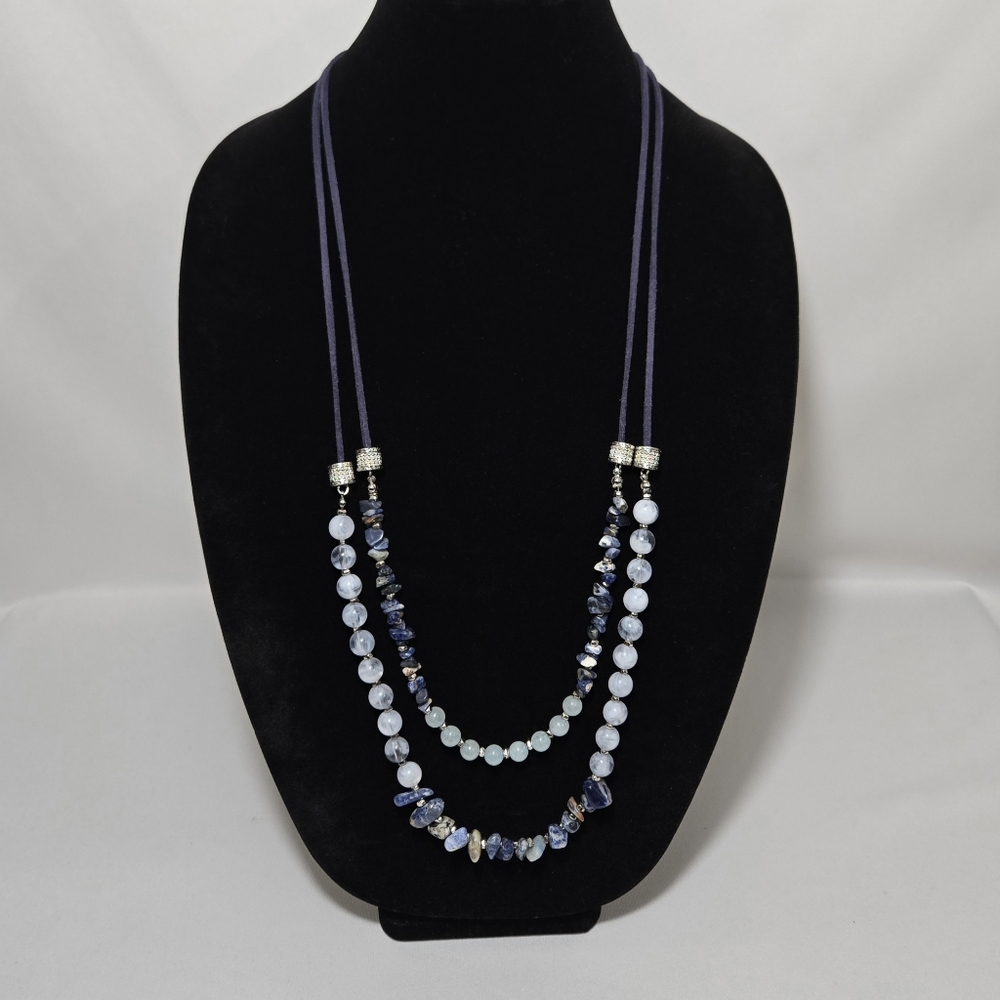 Chico's Sodalite Blue Stone Beaded Necklace #1038